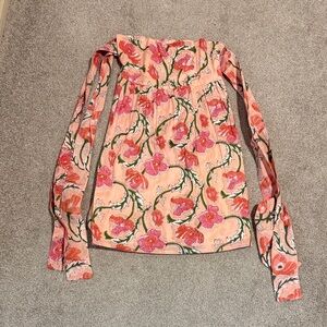 Floral pink strapless, mini dress with shoulder ties